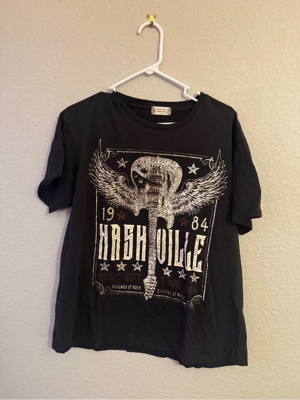 Altar'd State Black Metallic Winged Guitar Nashville Graphic Tee